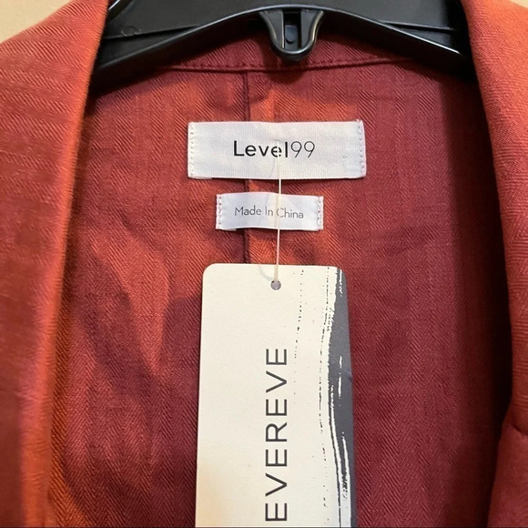 Level 99 Rachel Stretch Linen Tencel Blazer NWT Sz L Rose Pockets Open Front - Picture 5 of 10